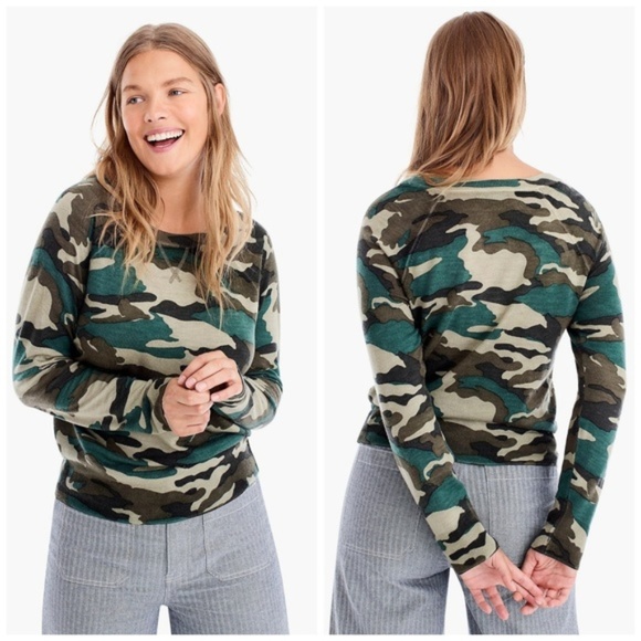 J. Crew Sweaters - J. Crew Sweatshirt Sweater in Camo Merino Wool